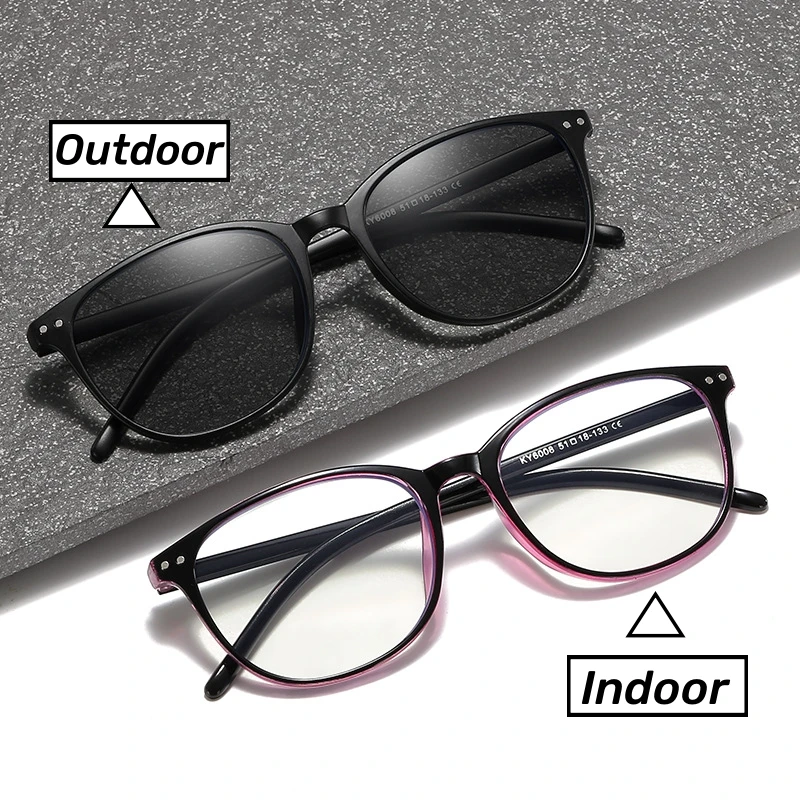 

Men Vintage Round Frame Photochromic Reading Glasses Trendy New Color Changing Far Sighted Eyewear Women Travel Sunglasses 0+4.0