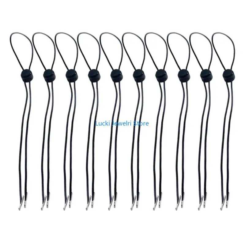 

193E Pack of 10 Adjustable Elastic Hat Retention Cord Spring Lock Windproof Design