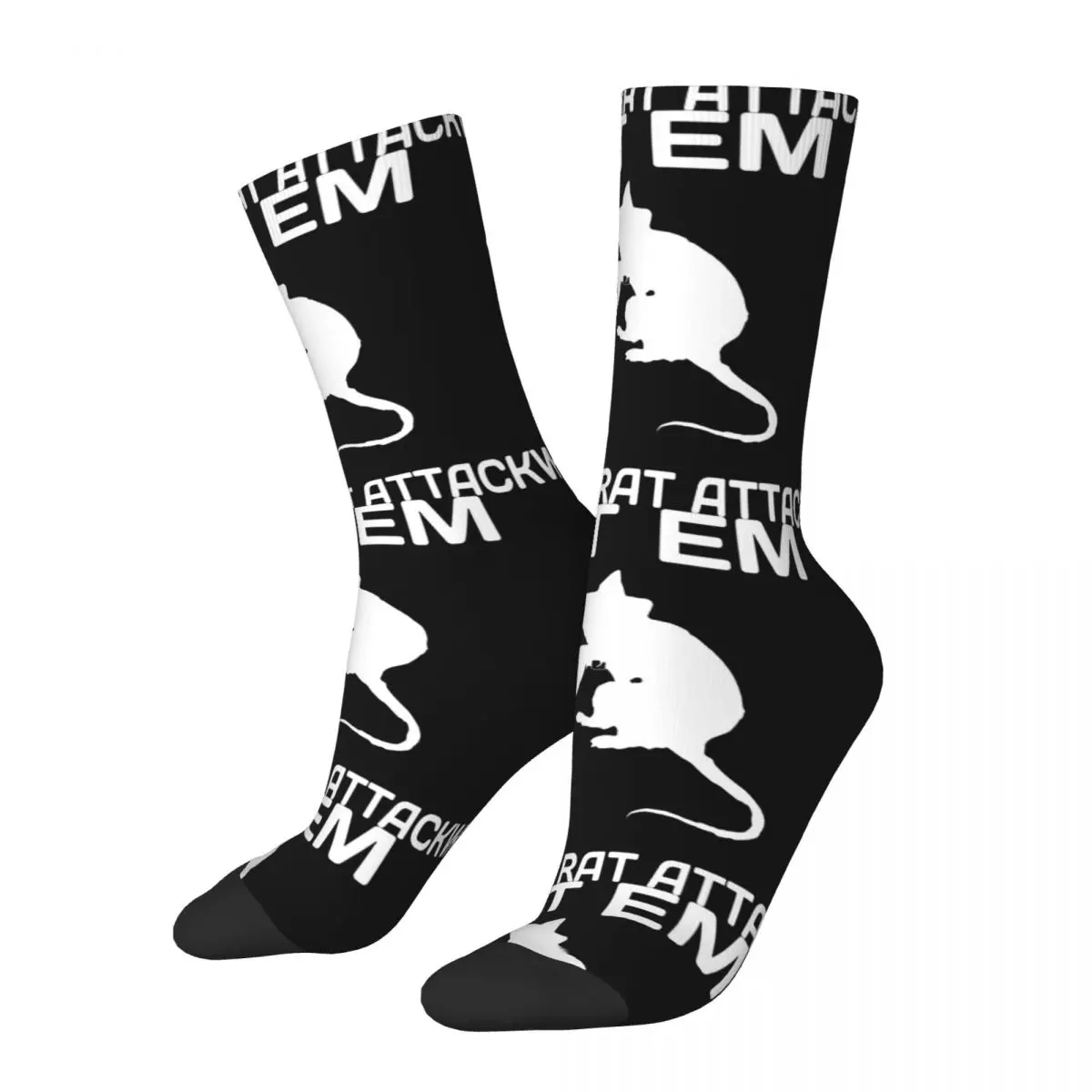 Funny Crazy compression Sock for Men HIT EM WITH A RAT ATTACK Hip Hop Vintage Escape from Tarkov FPS RPG MMO Game Boys Crew Sock