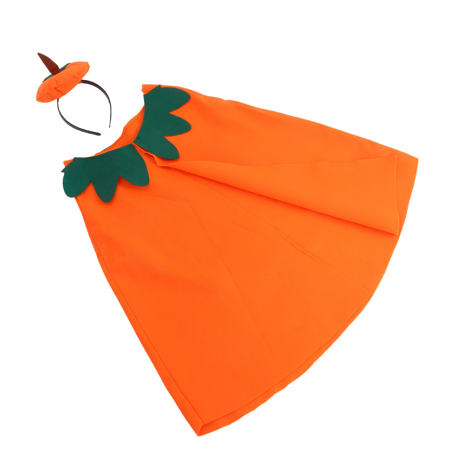 Kürbis Umhang Set Orange Cape Stirnband Stoff Umhänge Mädchen Kind Party Zubehör Kleidung Halloween Kostüm