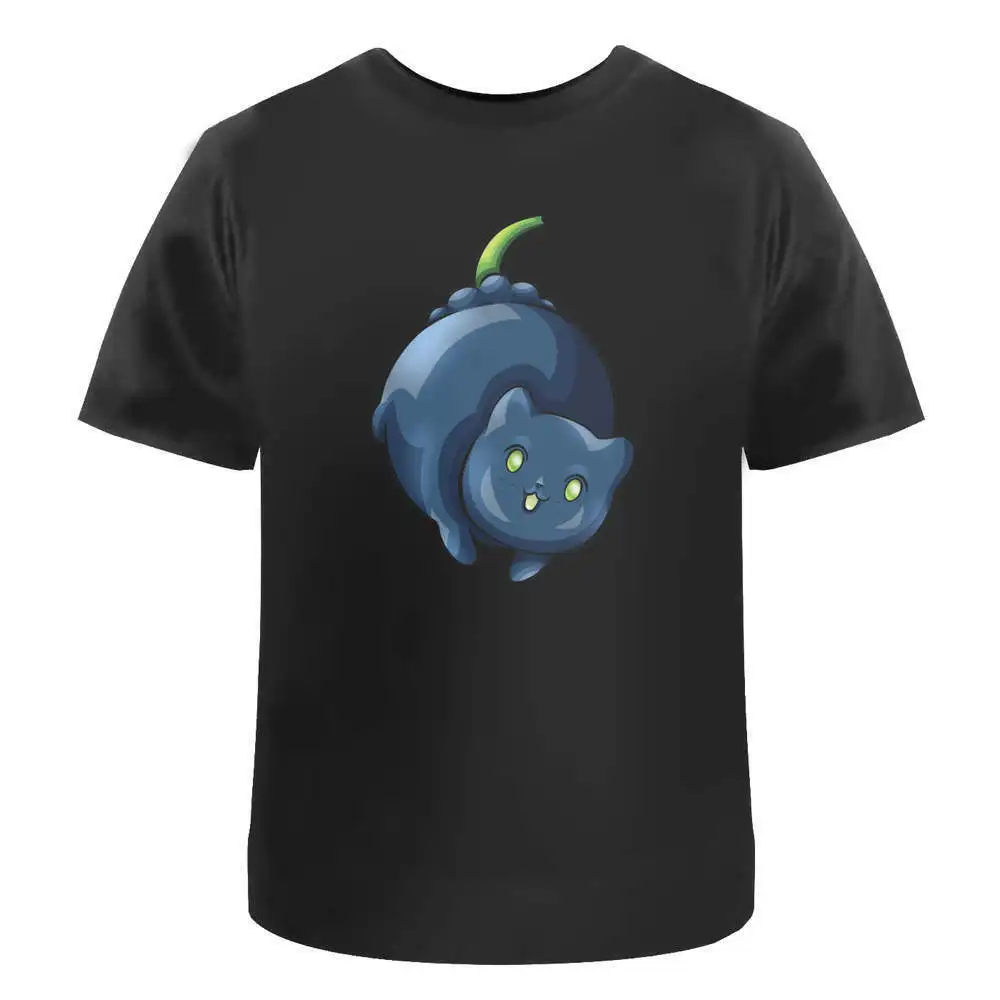 Blueberry Cat' Cotton T-Shirts   Anime Graphic T-shirts for Men Clothing Women