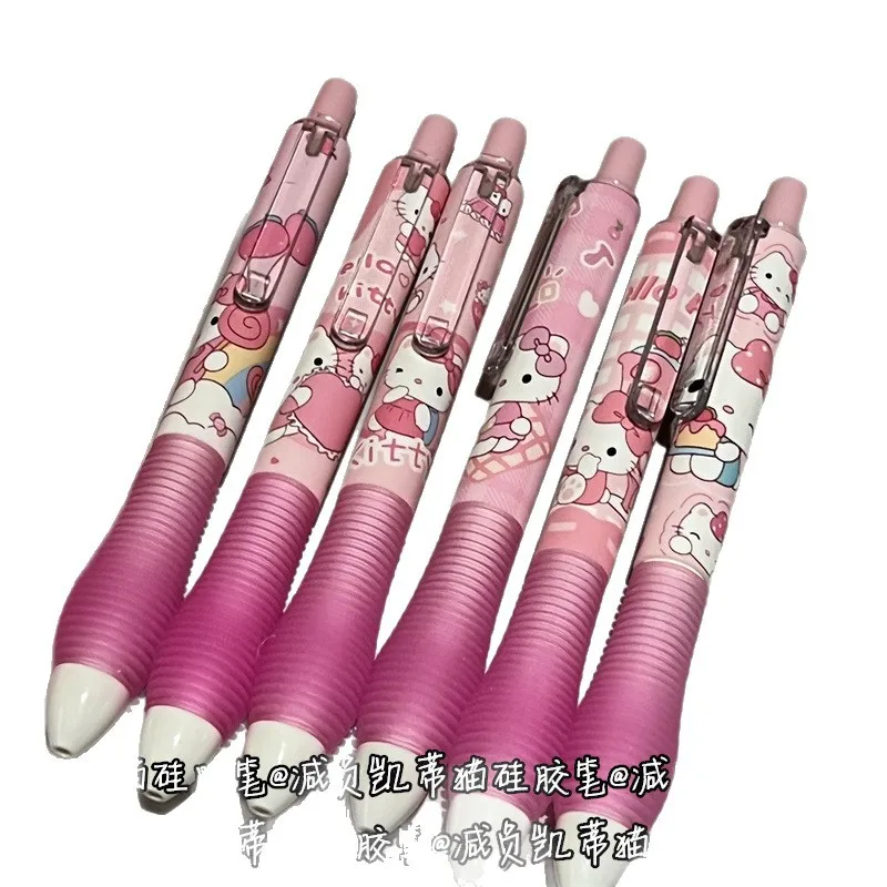 6PCS/Set Cartoon Hello Kitty Gel Pen ST Tip Quick Drying Neutral Pen Soft Grip Press 0.5mm Ballpoint Pen Smooth Writing Supplies view 6
