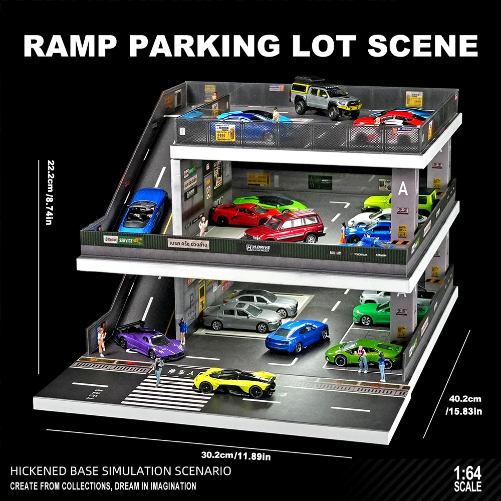 1/64 Japanese Style Slope Lighted Parking Model Lot Underground Garage Assembly Miniature Scene Display Piece image 6