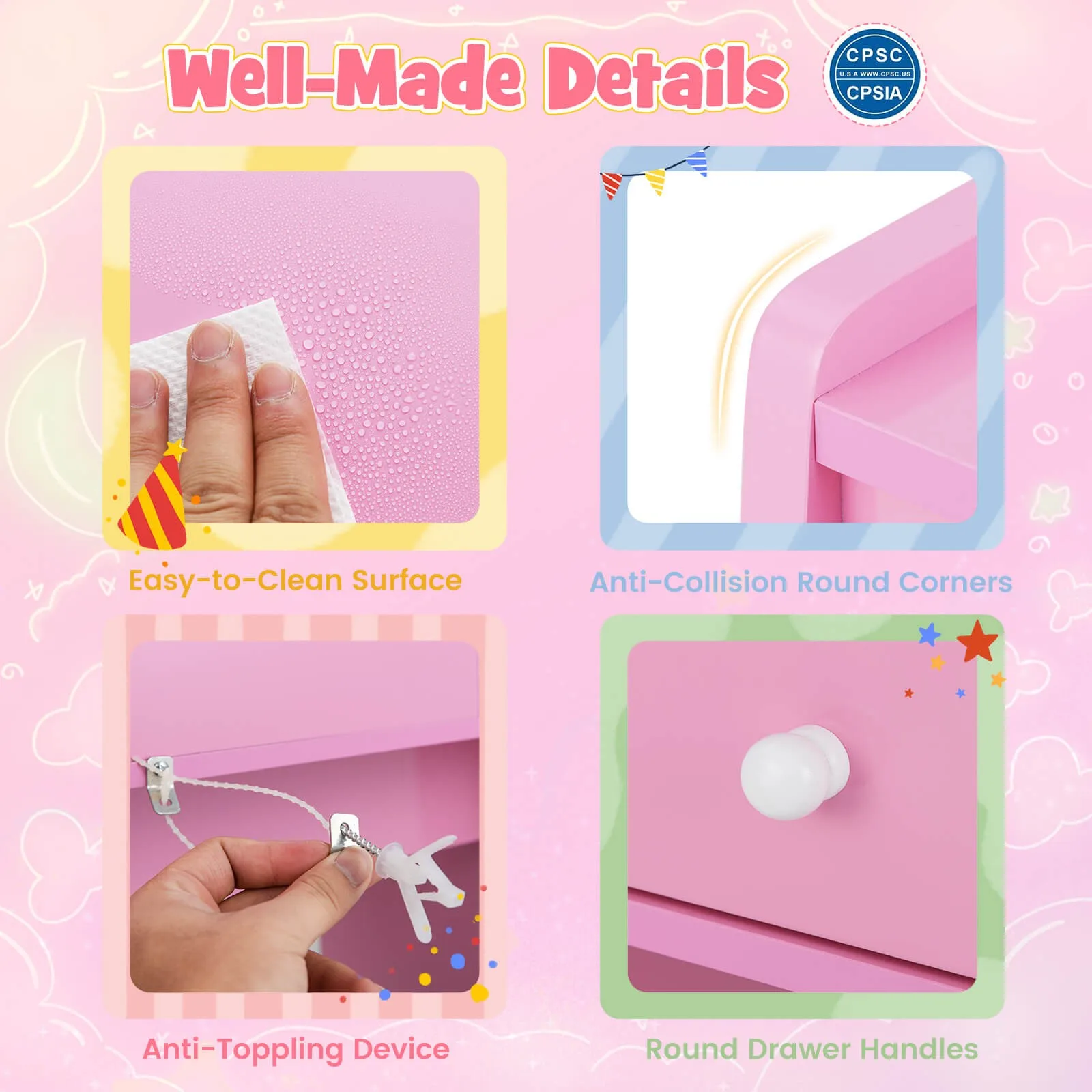 Vanity Set Desk and Chair Set with Mirror Open Shelf and 4 Storage Drawers