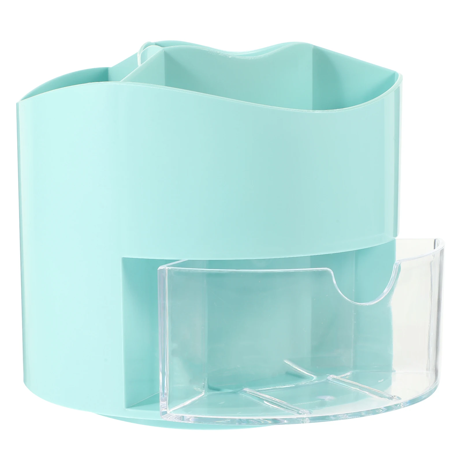 

Rotating Pen Holder Large Capacity White Desk Organizer with Transparent Drawer for Stationery Makeup Brush Storage Office