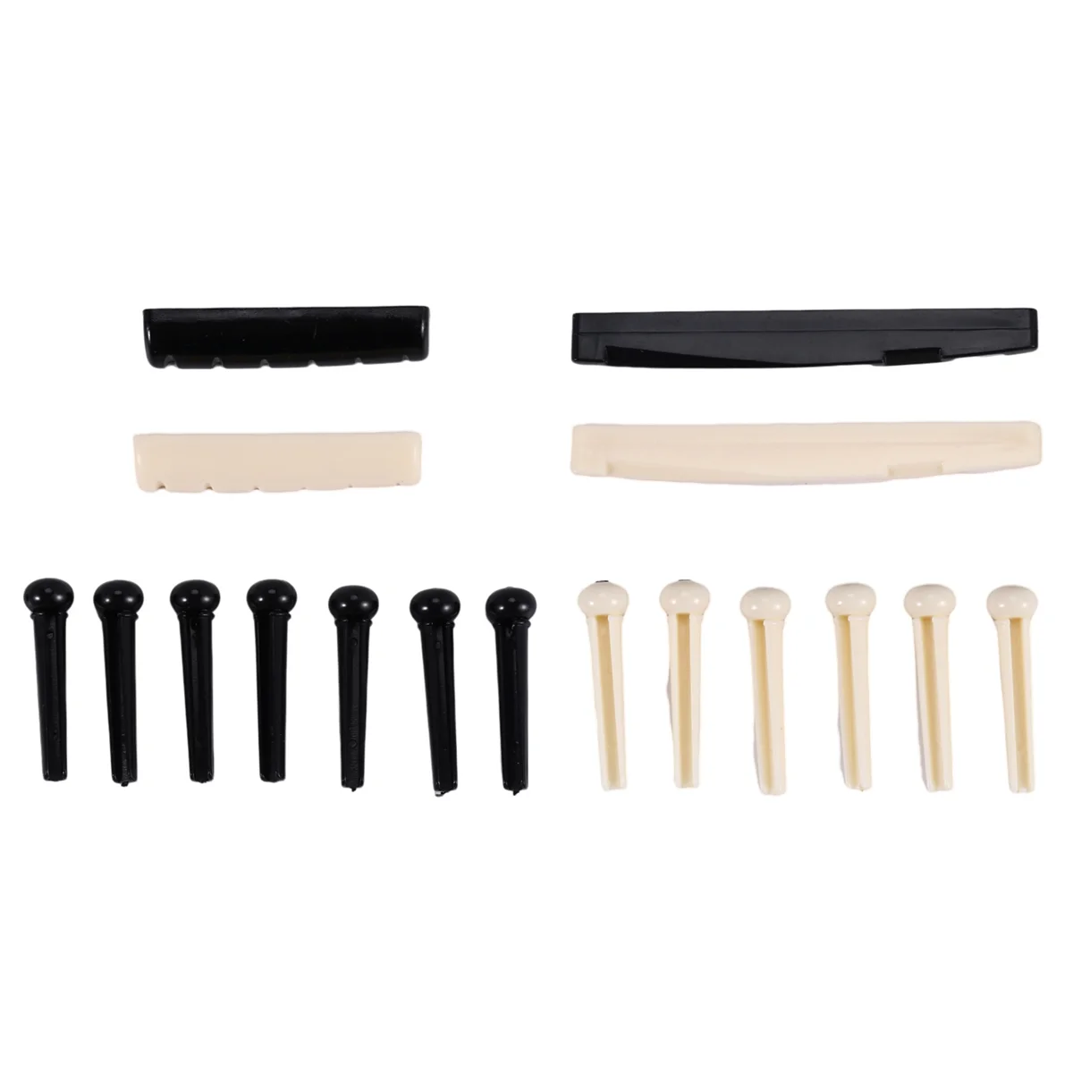 1 Sets Black and White ABS Bridge Pins & Saddle & Nut Replacement Parts for Acoustic Guitar