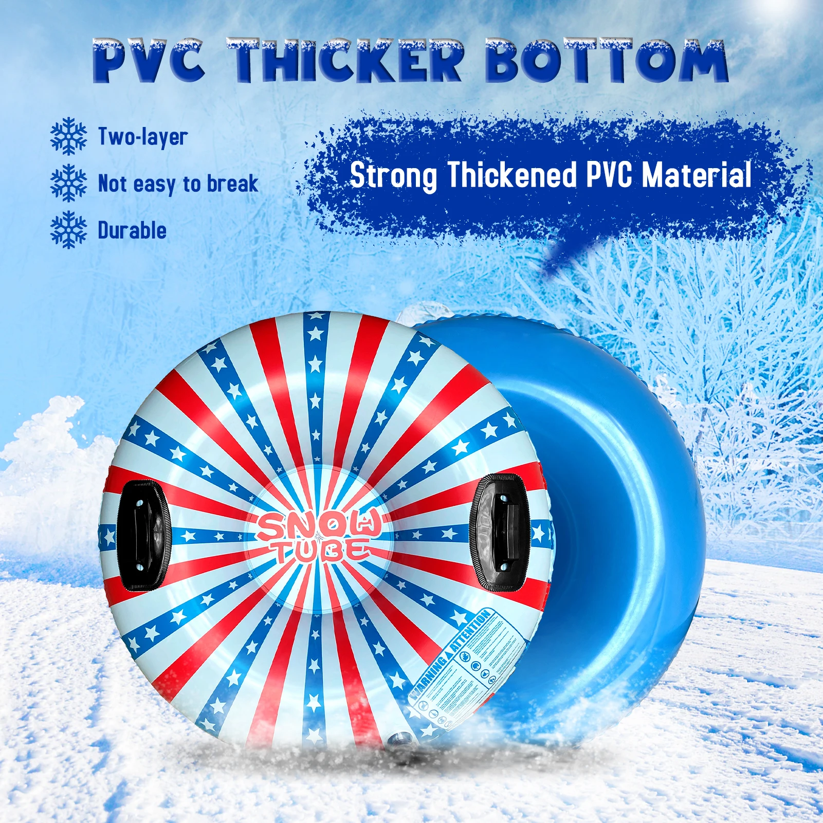 96/120cm Snow Sledge Inflatable Ski Ring PVC Sledding Tube Thicken Snow Tubing Winter Snow Tube with Handle Skiing Accessories