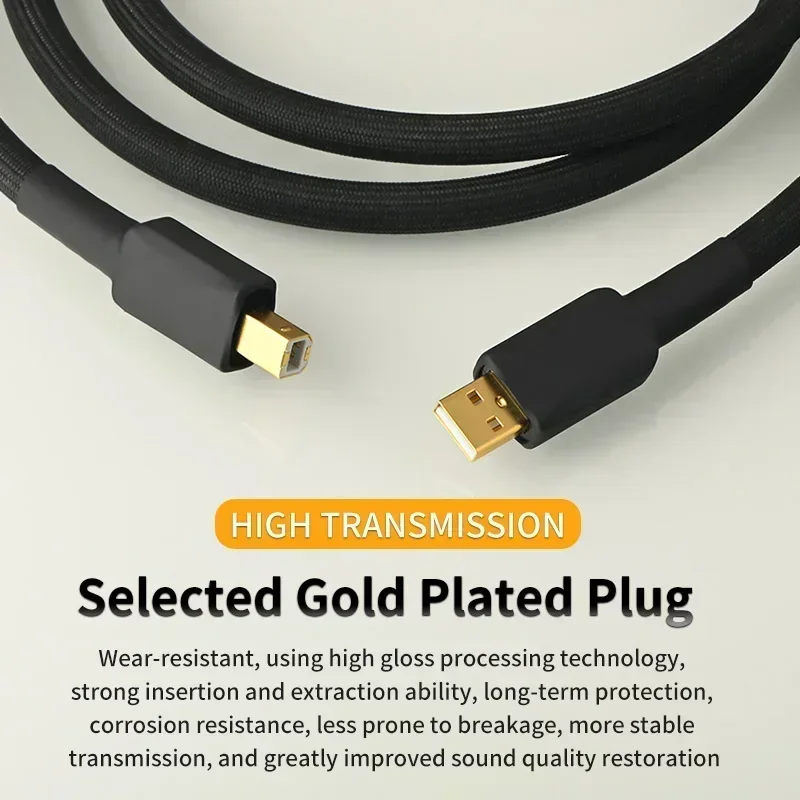 6N Pure Silver A To B USB Cable DAC Decoding Cable HiFi Audio Decoder Digital Sound Card Cable