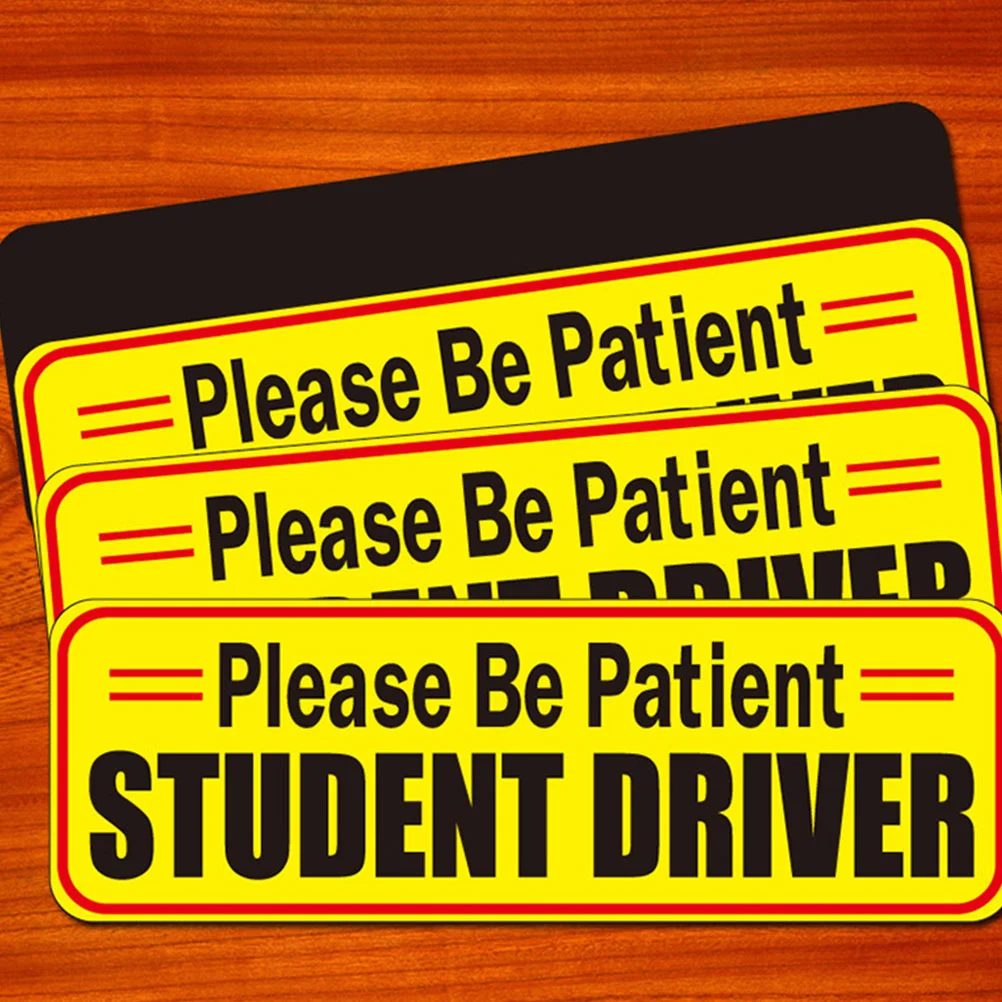 3 Pcs Car Stickers Student Driver Decals New Reusable Safety Sign Signs The Magnetic Force Pvc Reflective