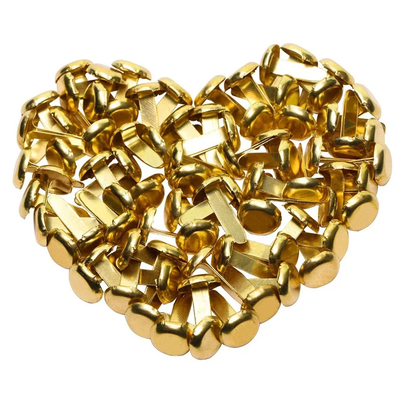 AS94-500Pcs 1/2 Inch Brass Paper Fasteners, Mini Paper Fasteners For Handicraft Projects, 8 X 14 Mm (Gold)