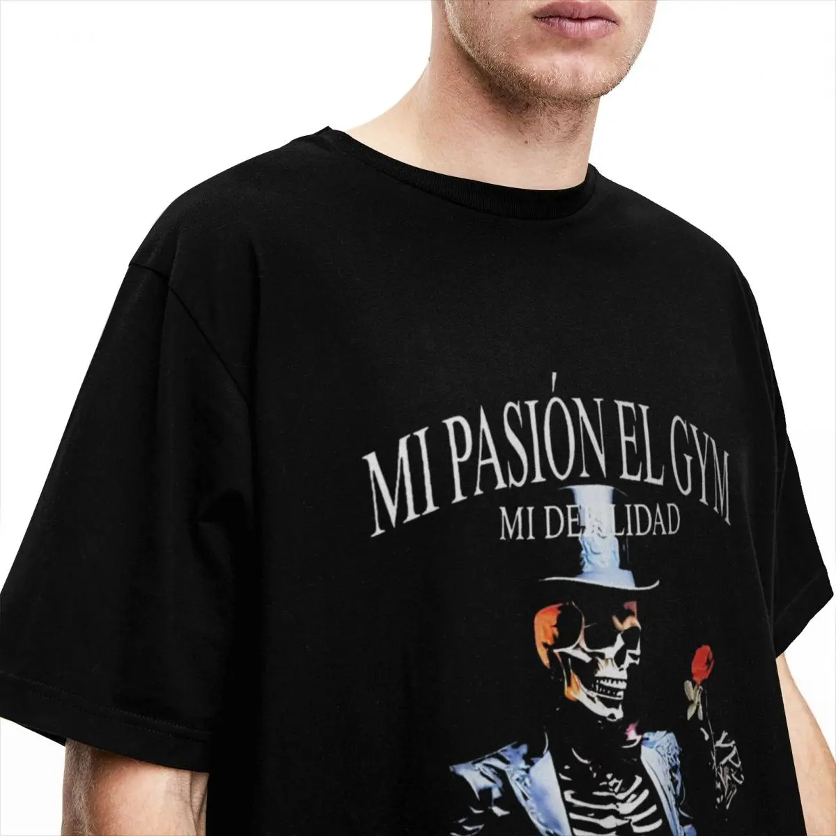 Funny Skeleton T Shirt Summer MI PASION EL GYM MAMAS SOLTERAS Streetwear T Shirts Cotton Harajuku Tee Shirt Men Casual Top Tees