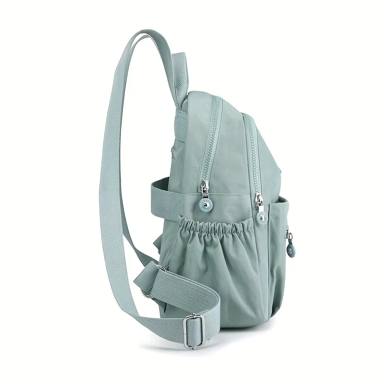 Solid Color Nylon Backpack, Lightweight Travel School Bag, Fashion Daypack For Work,Travel Bag Can Be Hung In Luggage