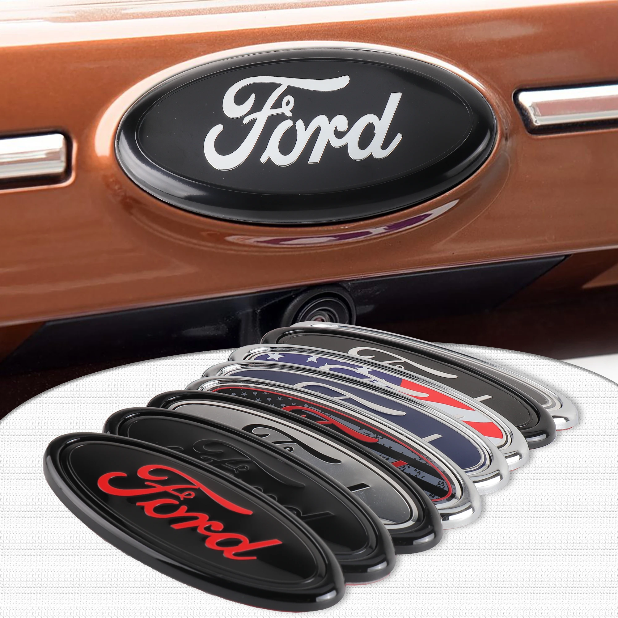 Grade dianteira original do carro emblema substituição tronco emblema tampa logotipo para ford fiesta focus 2 mondeo mustang ranger kuga st transit
