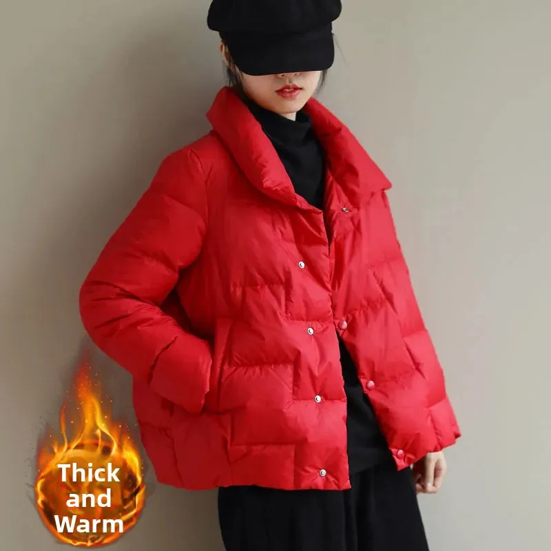 Faionable Thiened léger vers le bas coton Jaet col montant marque grande taille vêtements pour femmes trajet Sle coréen Loos...