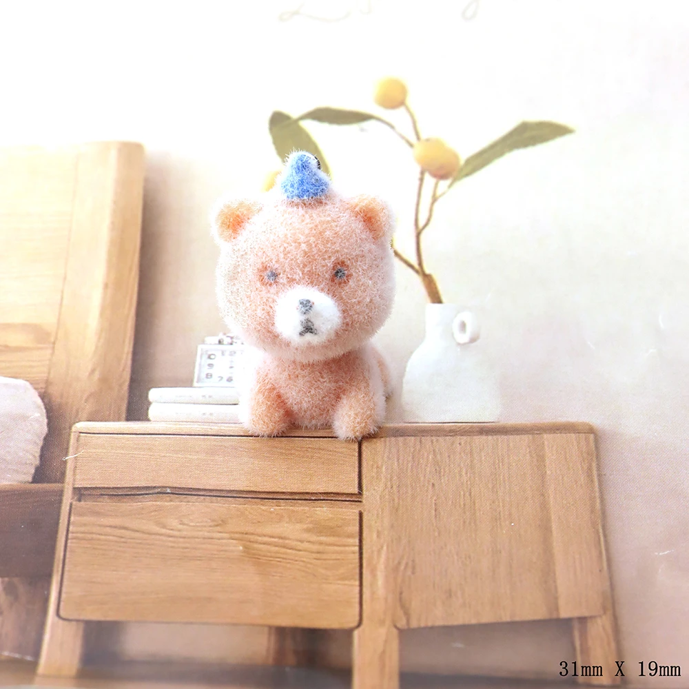 30pcs 3D Flocking Resin Bear Charms Animal Cartoon Pendant for Necklaces Earrings Keychain DIY Jewelry Accessories Wholesale