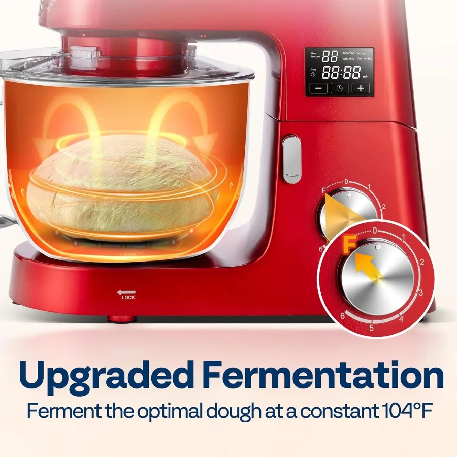 家庭用9in1多機能スタンドミキサー（発酵機能付き）：6段階速度設定、7.5クォート容量、内蔵