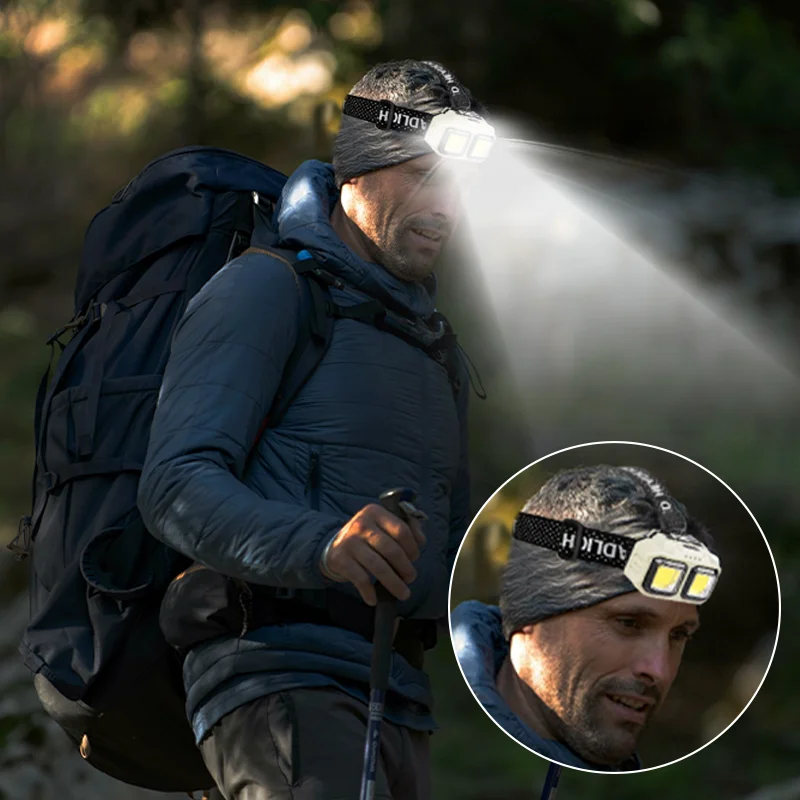 Powerful LED Headlamp COB Sensor Torch USB Rechargeable Flashlight Camping Fishing Mining Light Lamp Waterproof Head Light