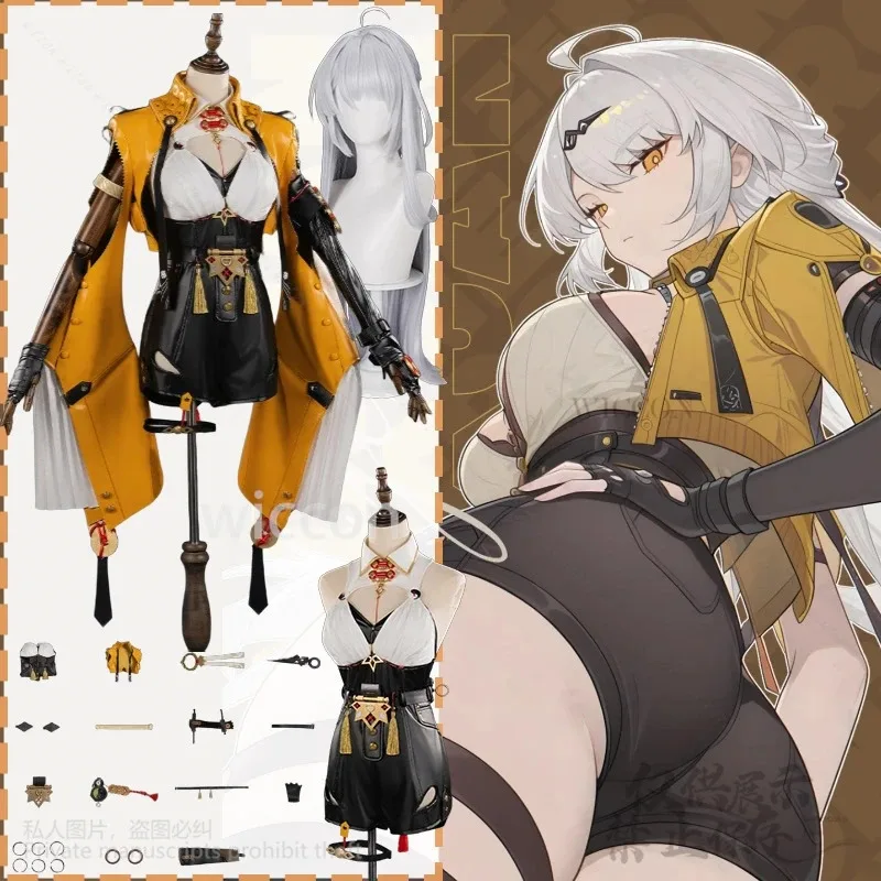 

XT8Yixuan Anime Game Zenless Zone Zero Cosplay Costume Sexy Jumpsuit Chinese Styles Coat Uniform Yellow Coat Wigs Props CusXT6@!