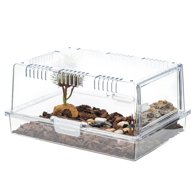 36*25.5*17cm small reptile cage snake breeding rack transparent plastic terrarium for reptiles snake gecko