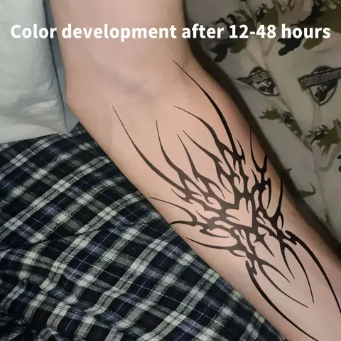 Tillfälliga Tatueringar Fake Tattoo Mörka Taggar Örtjuice Tatueringsklistermärken Arm Mage Vattentät Sexiga Heta Tjejer Goth Cool Stuff Konst 10 best sales örttatuering - №5