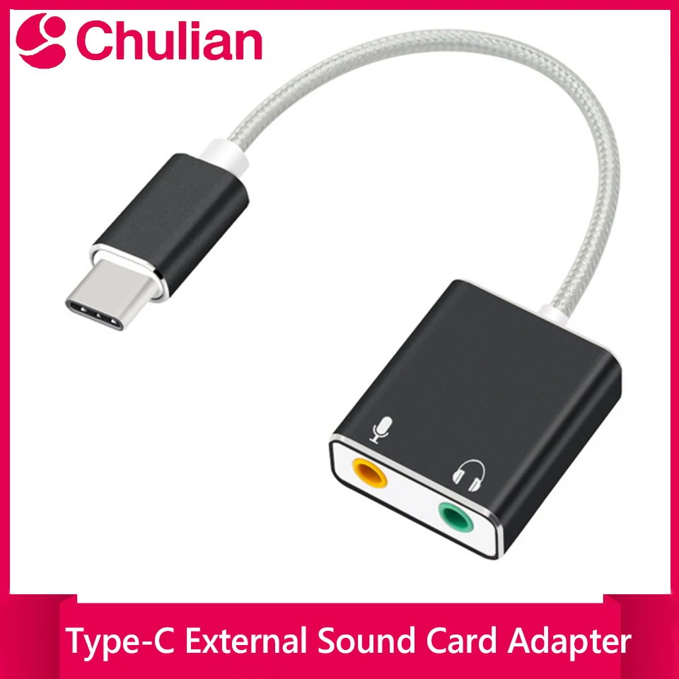 

Внешний адаптер звуковой карты USB Type-C, аудиокарта USB-C с разъемом 3,5 мм для наушников и микрофона для ноутбуков и Macbook Pro