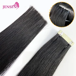 JENSFN Mini Tape In Hair Extensions 100% Remy Natural really Human Hair Brown blonde 613 Straight Seamless Tape Ins For Salon