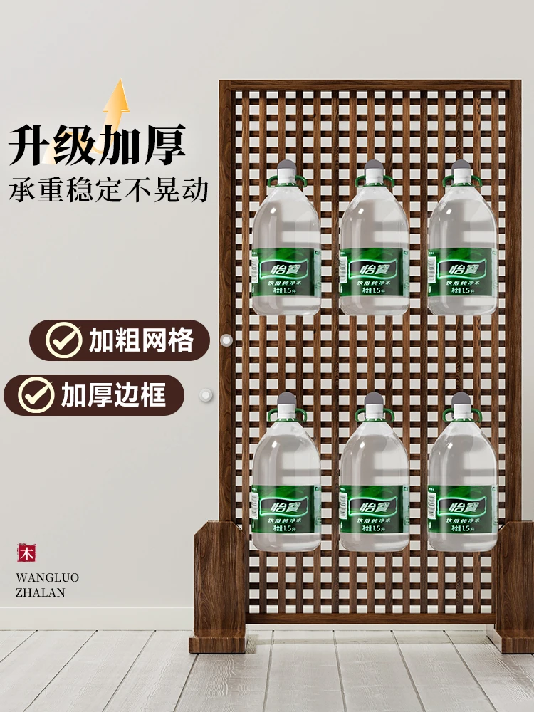 

Solid wood mesh shelf floor-to-ceiling living room wall wood works display rack pendant photo frame storage jewelry