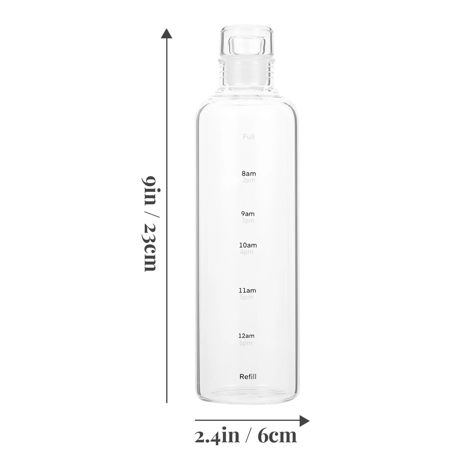 Clear Glass Water Bottle Portable Leakproof Design Sealing Lid for School Office Travel with Time Scale Hydration