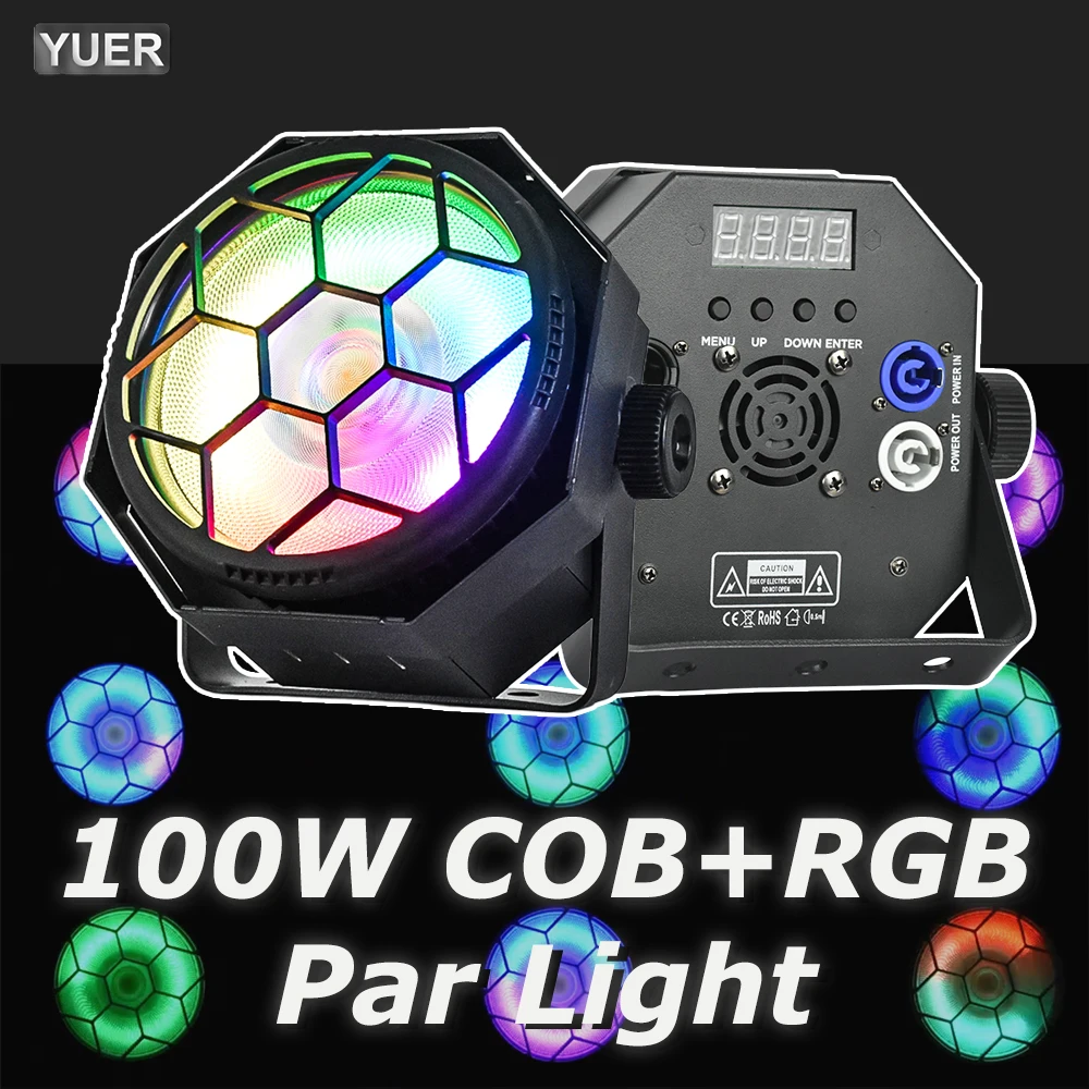NEW MOLD 100W COB + RGB LED Par Light DMX Control Warm/Cold White LED Stage Light Effect for DJ Concert Party Wedding YUER