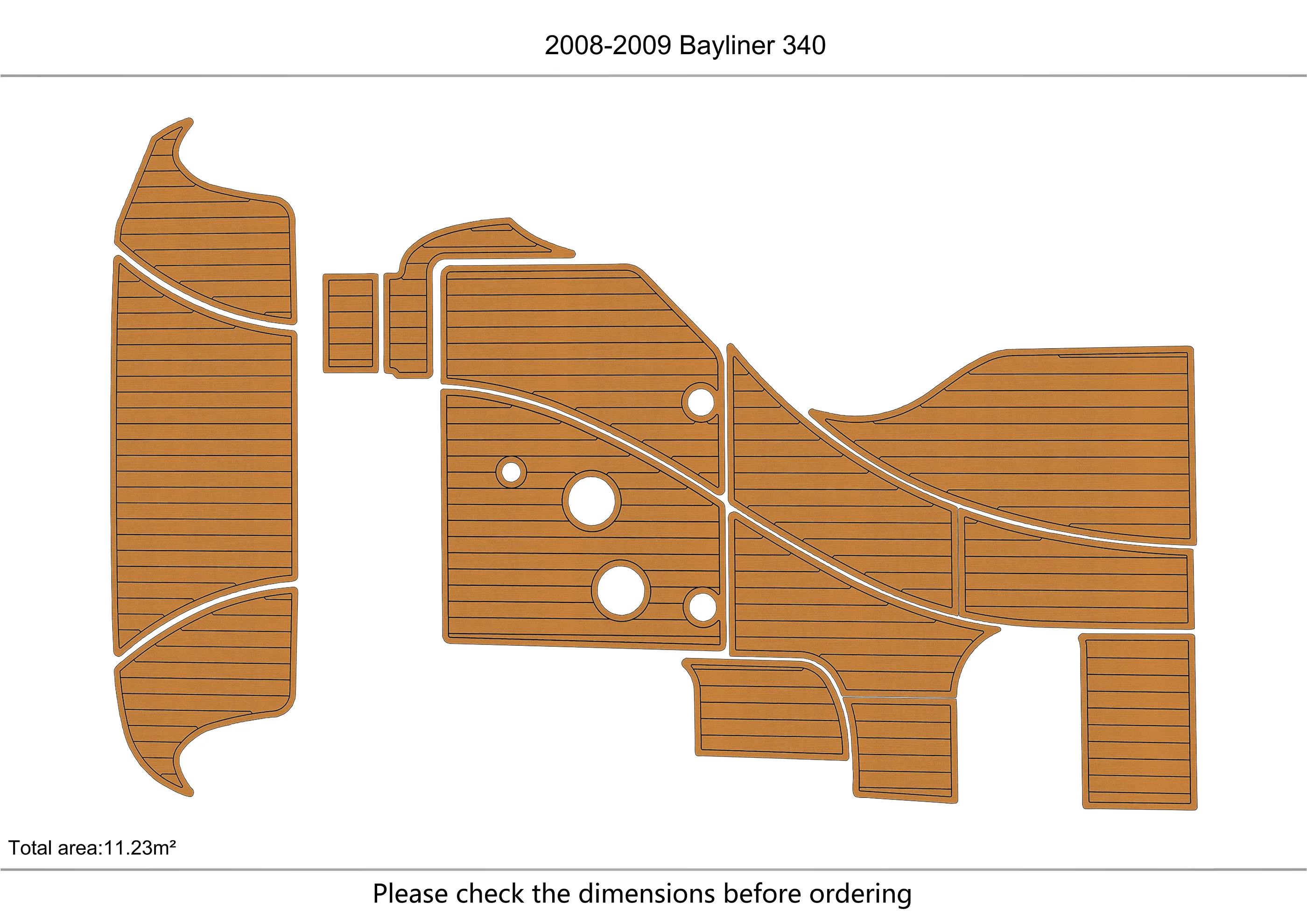 Eva foam Fuax teak seadek marine floor For 2008-2009 Bayliner 340 Cockpit Swim platform 1/4