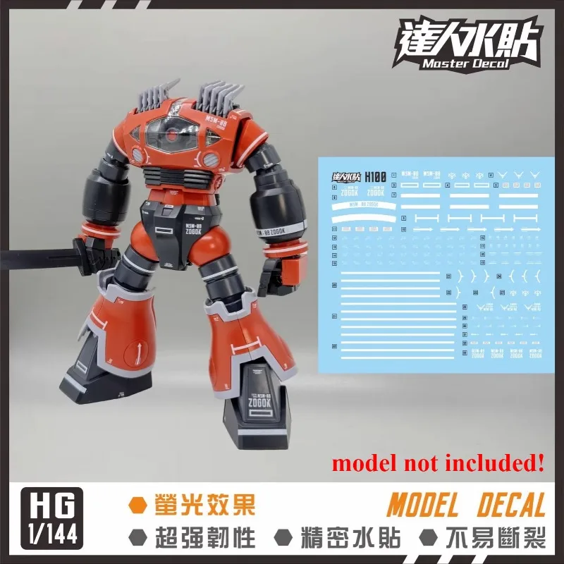 Master Ultra HD High Precision Fluorescent Water Decals H100 For HGUC 1/144 MSM-08 Zogok Hobby Model Building DIY Replacement