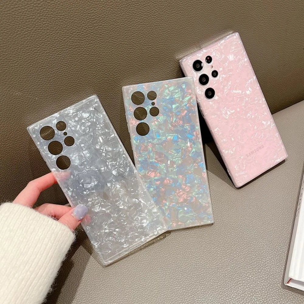 Glitter Dream Shell Marble Case For Samsung S24 S23 S22 Ultra S21 Plus S20 FE S10 Note 20 10 A52 A72 A51 A71 Soft Silicone Cover