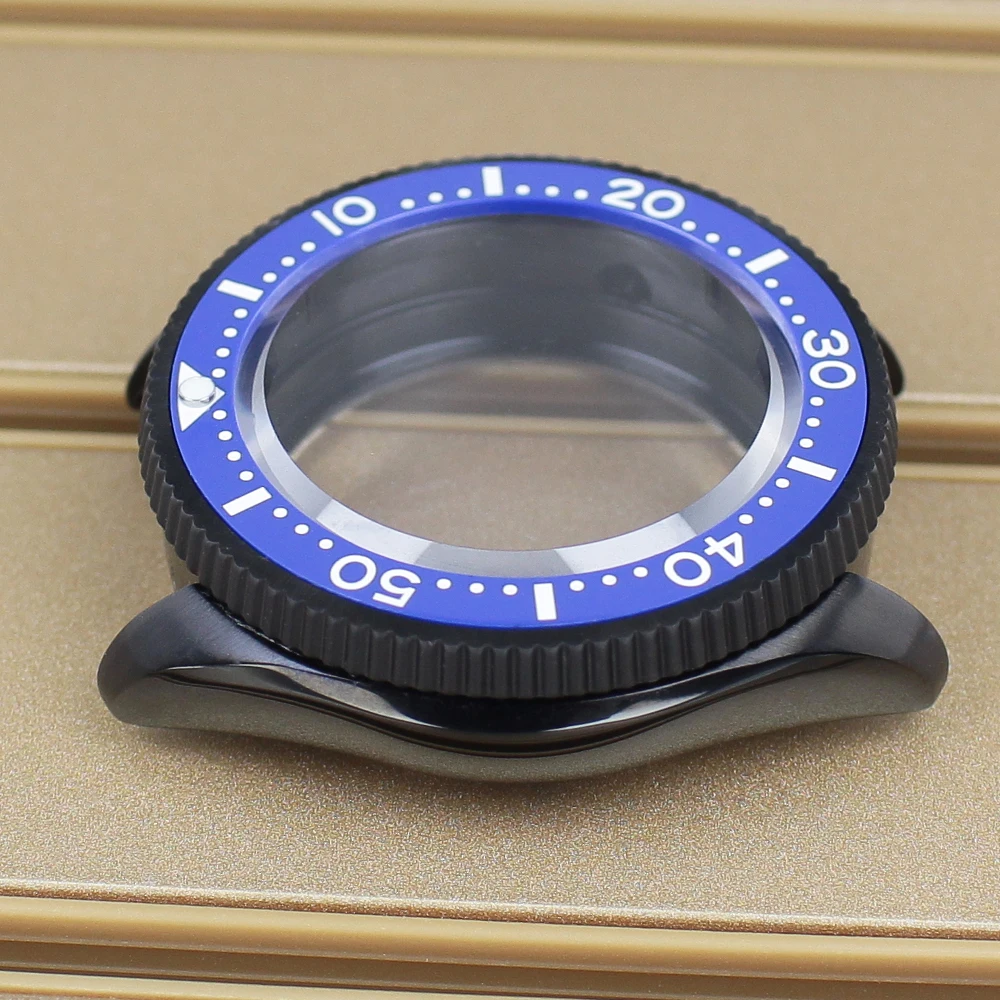 أسود 38 مللي متر ساعة الغوص 316L أجزاء الفولاذ المقاوم للصدأ الياقوت كريستال مقاوم للماء لحركة NH35 NH36 NH34 4R36 28.5 مللي متر الطلب #5