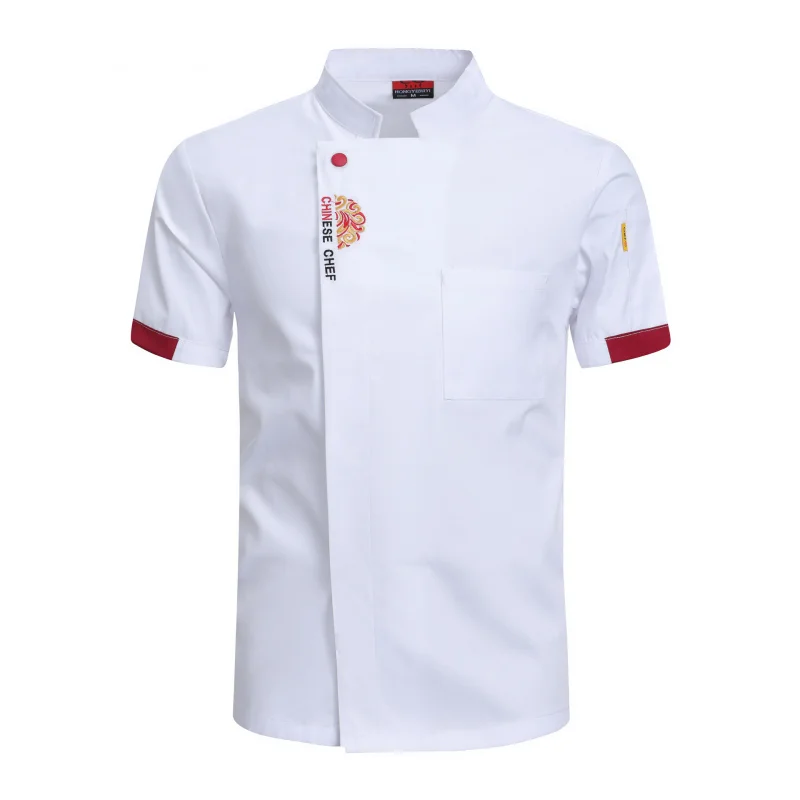 Chef Overalls Men's Short-Sleeved Breathable Summer Thin Restaurant Noodles Shop Hot Pot Restaurant Canteen Blue Kitchen Clothin