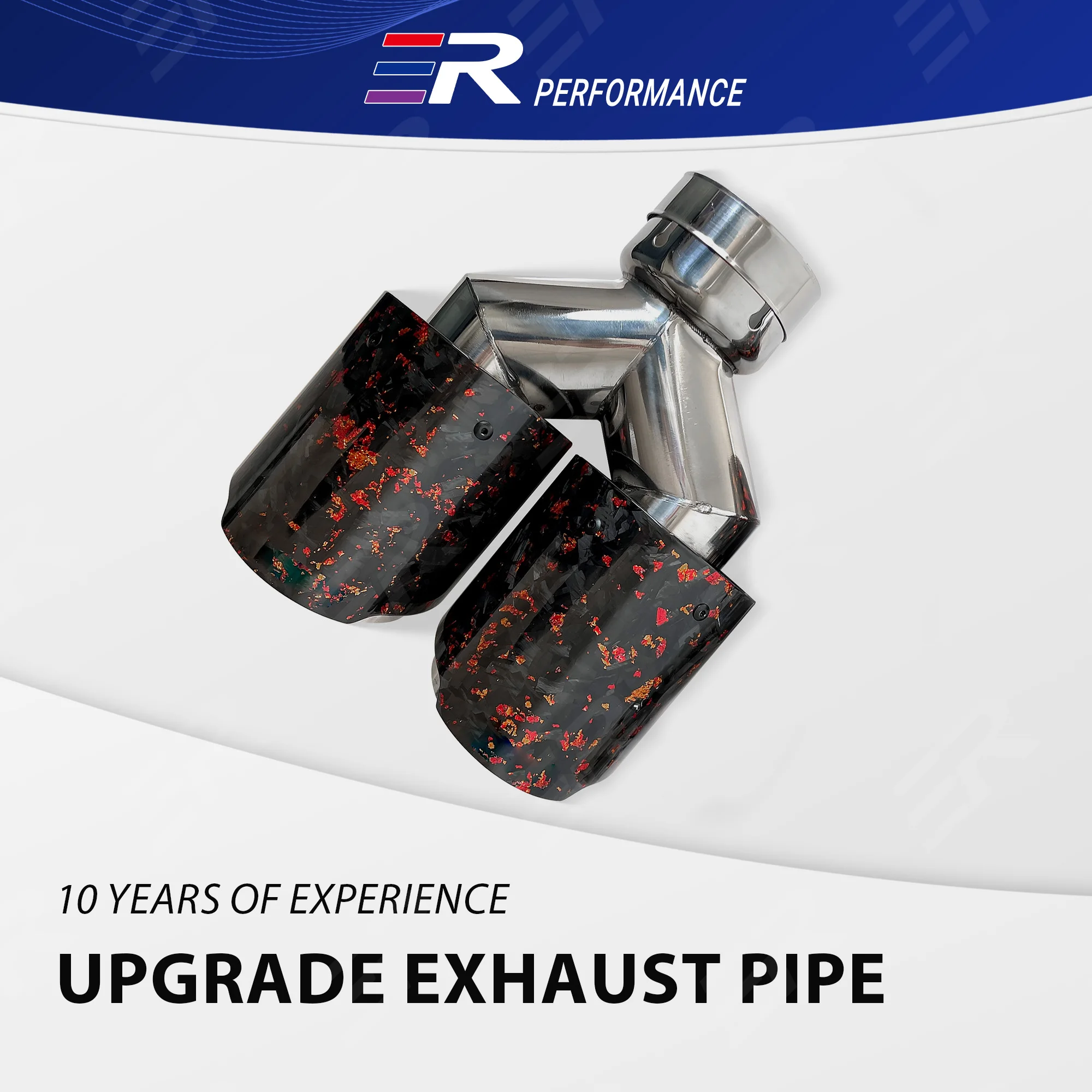 

1PC ER car accessories Exhaust Tip Red/Gold/Blue Foil Forged Carbon Fiber Silver Stainless Car End Pipe Modification Muffler