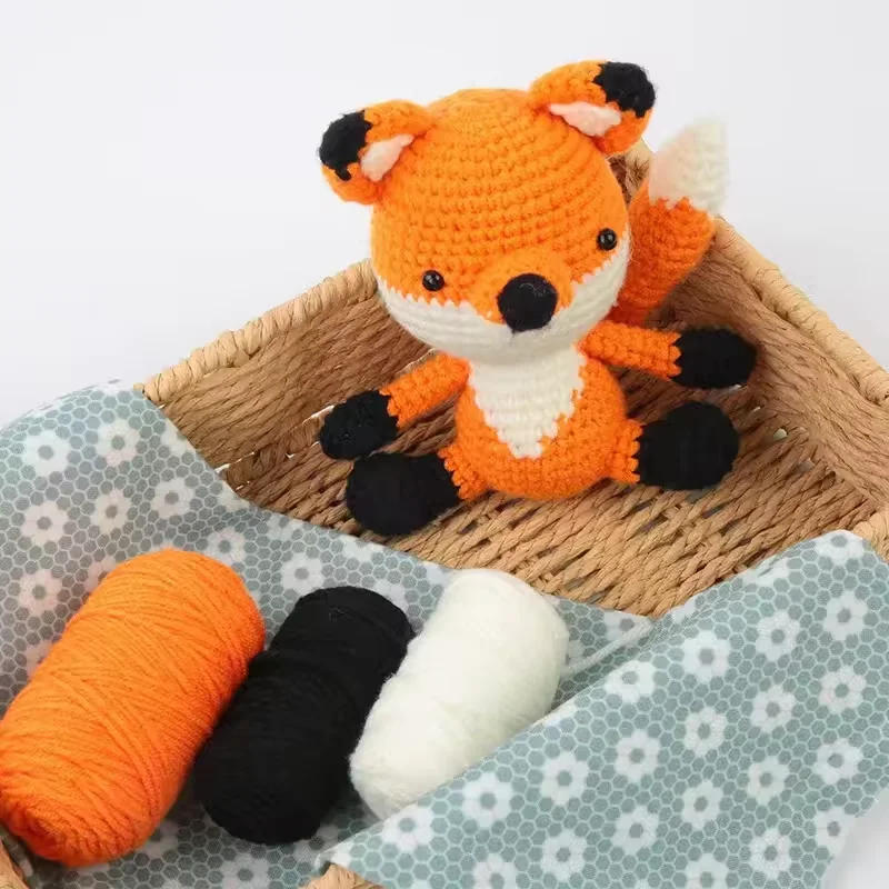 

Cute Fox DIY Crochet Kit For Beginners Of Crochet Animal Set with Easy Peasy Yarn DIY Knitting with Step-by-Step Video Tutorials