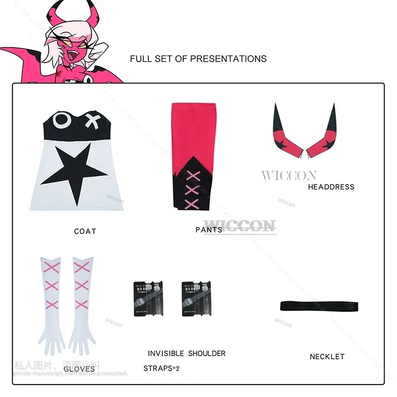 هازبين فندق Helluva Boss Verosika Mayday قرون كوسبلاي مع ذيول أغطية الرأس أجنحة زي النساء الدعاوى أزياء الهالوين ؛ 3 ، d'6.i
