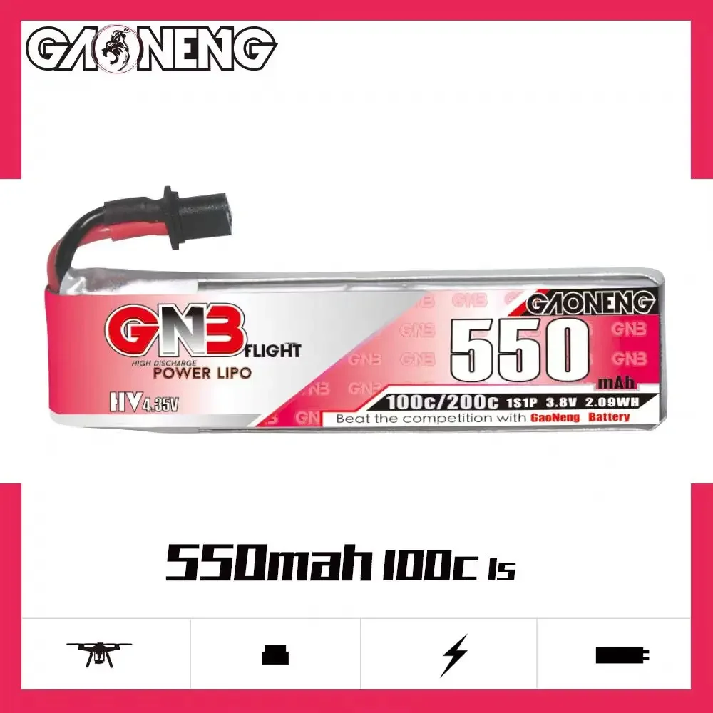 Emax mobula7/8-ミニ屋内航空機モデル用の高電圧プラグ,gnb 100c 550mah 1s 3.8v,リチウム電池のスペアパーツ