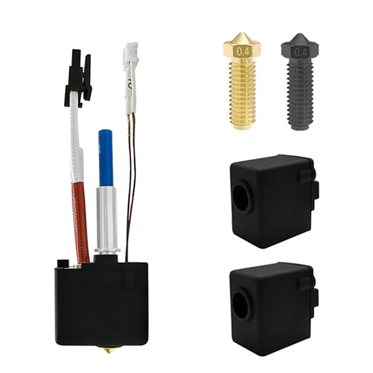 For Anycubic Kobra 2 Hotend Kit 0.4mm Hotend Nozzle Hardened Steel+Brass Nozzle Thermistor Heat Block Heating Rod