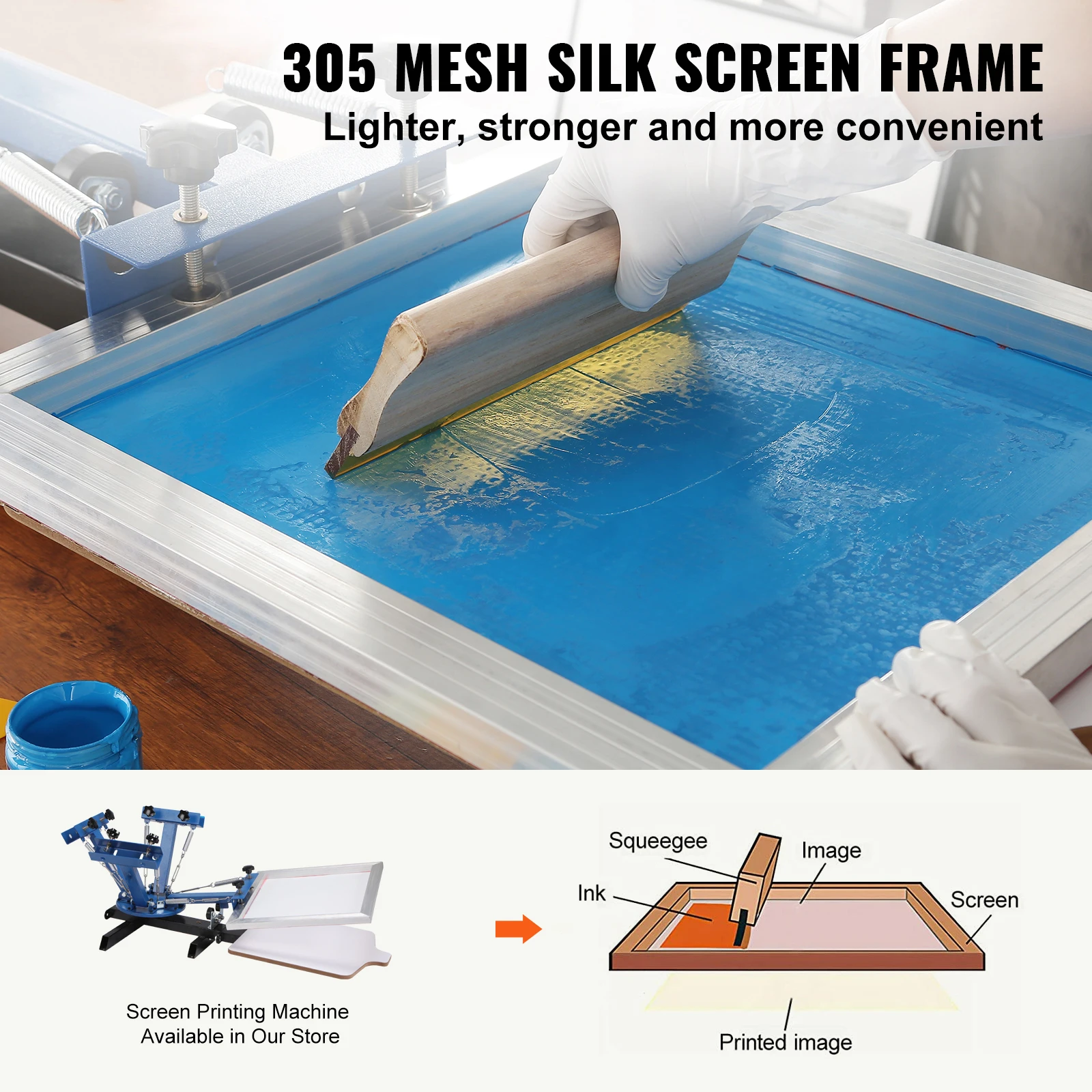 SucceBuy 20x24inch Screen Printing Kit Aluminum Silk Screen Printing Frames Silk Screen Printing Frame High Tension Nylon Mesh