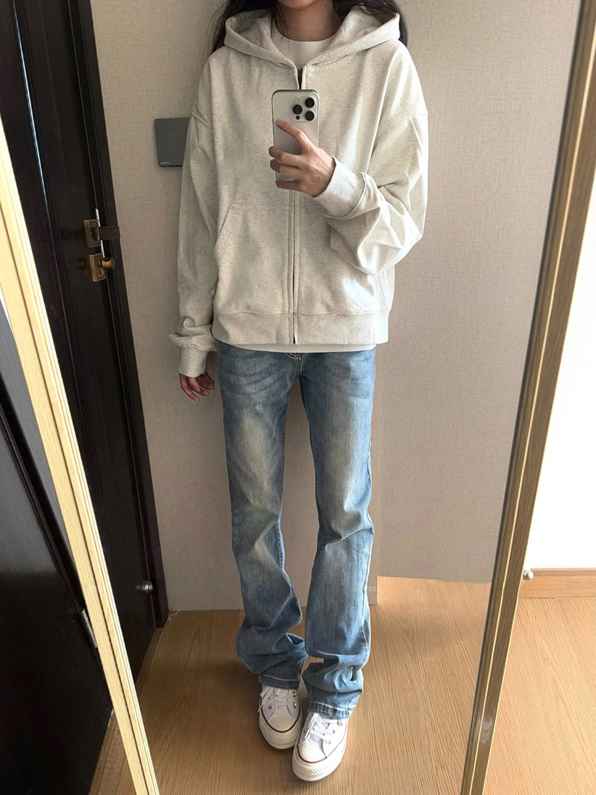 

Cleanfit Light Blue Micro Flare Jeans Slimming Knife Trousers Women's Version of Straight Leg Jeans Summer Casual Denim