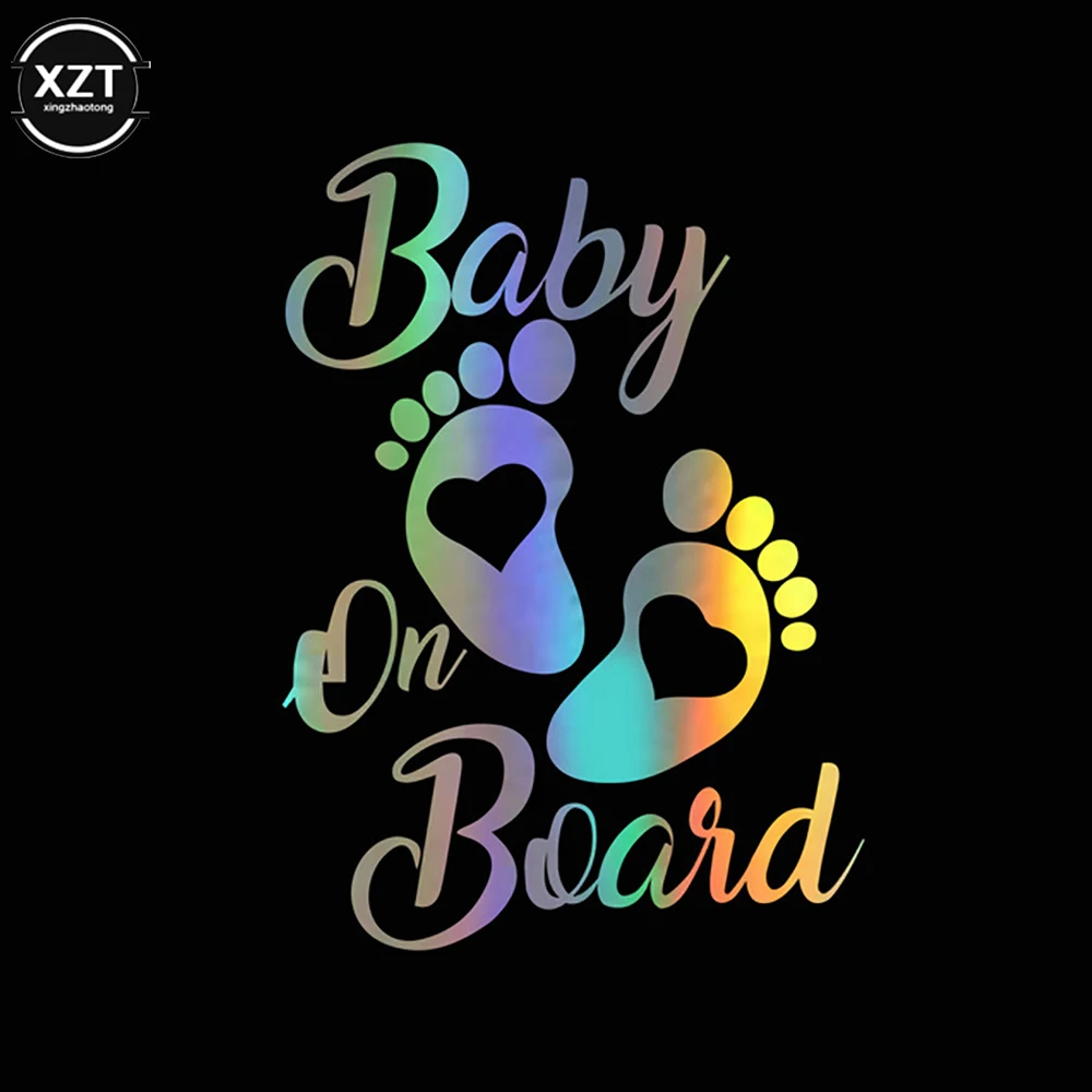 17.7X12.7ซม.น่ารัก Baby On Board เท้าสติกเกอร์ไวนิลกันน้ำรถแล็ปท็อปหน้าต่างสติกเกอร์ท้ายรถ Auto อุปกรณ์เสริมภายนอก