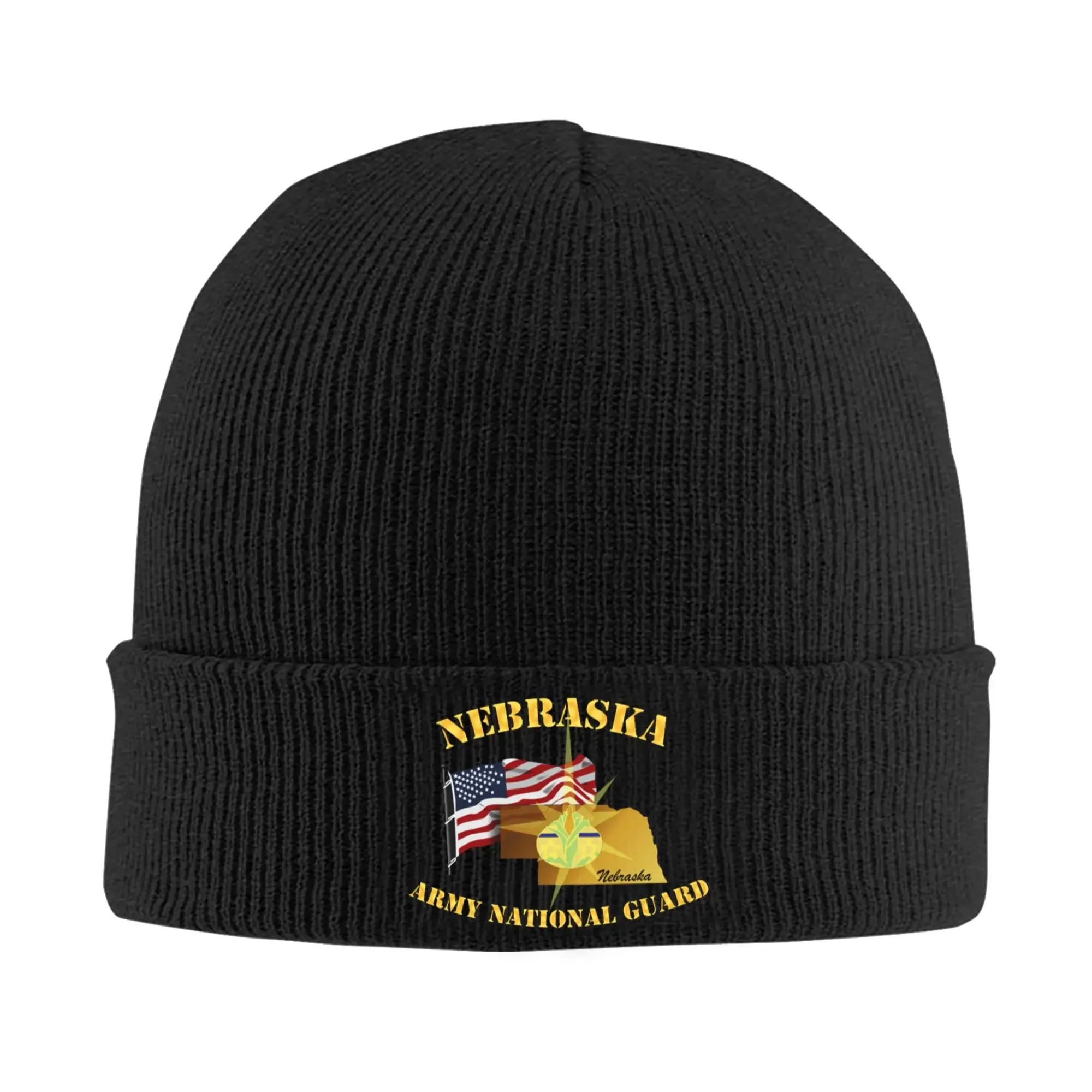 Nebraska Army national guard arny w Flag Warm Knitted Cap Winter Knit Bonnet Hat Skullies Beanies Hip Hop Caps for Unisex