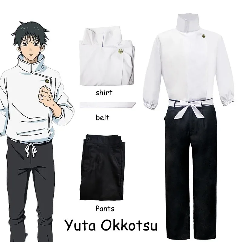 Kostum Cosplay Anime Jujutsu Kasen Yuta Okkotsu, Set pakaian Cosplay Halloween, kostum tema kampus, pakaian seragam sekolah