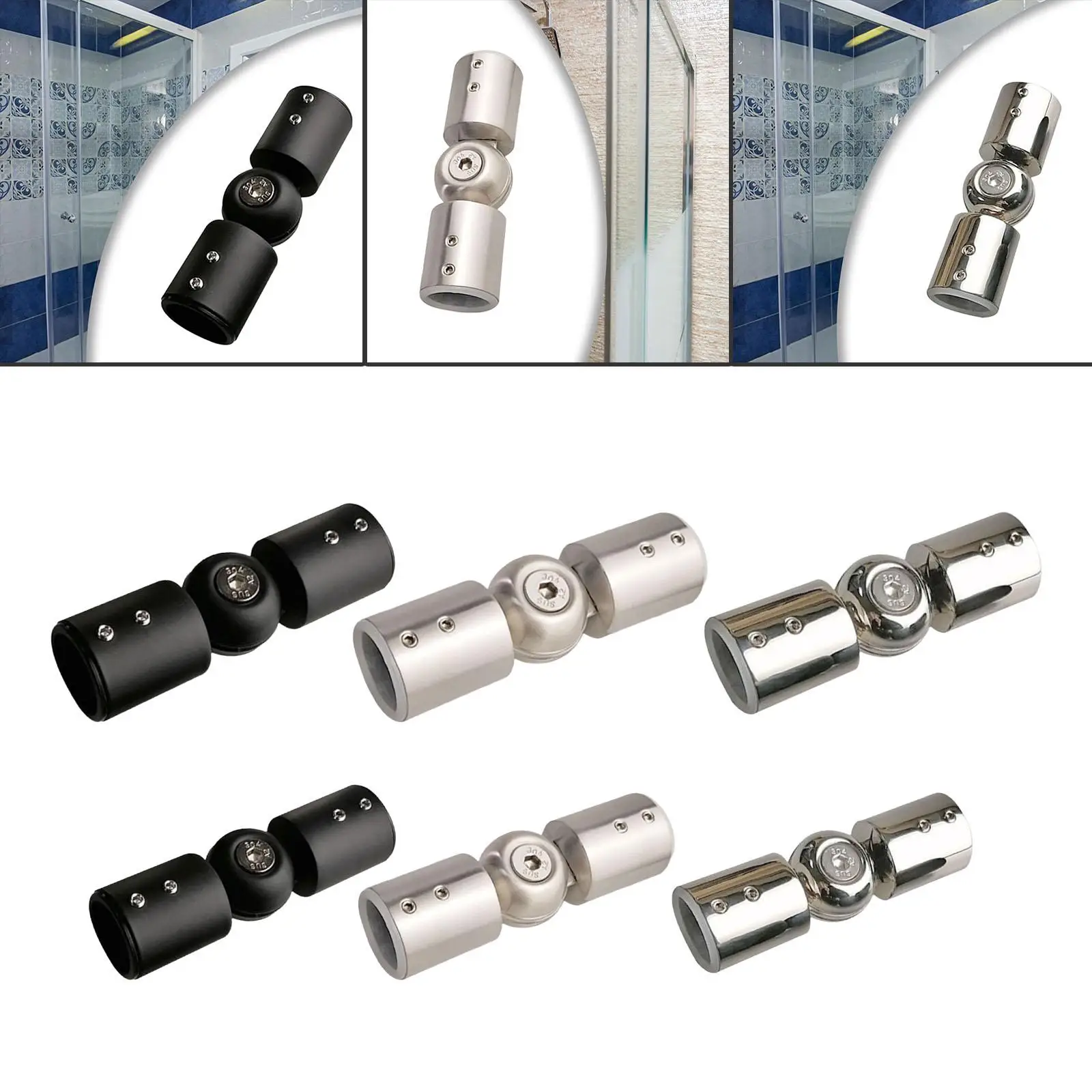 Curtain Rod Corner Connector Stainless Steel Heavy Duty Universal Connection for Bay Window Blinds Hinged Elbow Connector