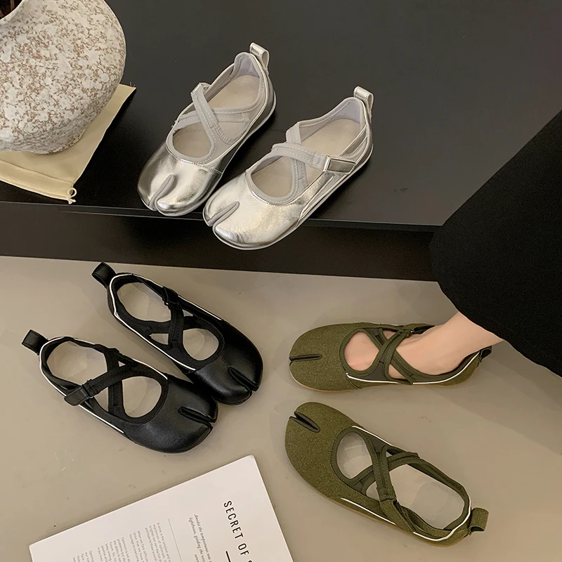 Design Sense Cross Split Toe Mary Jane Einzelschuhe Damen 2026 Sommer Neu Vielseitige Flache Ballerinas Freizeitschuhe