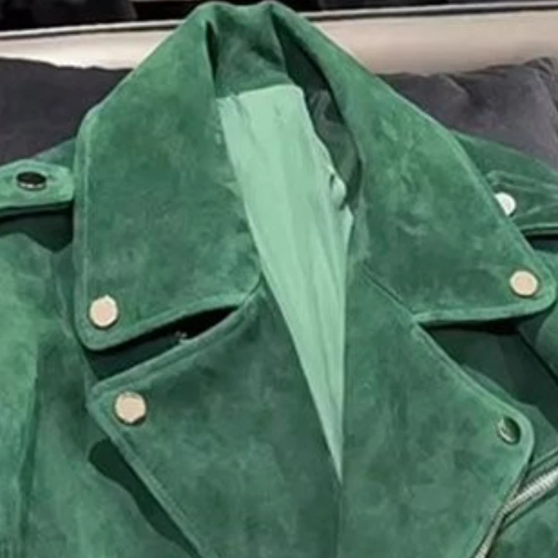 Women's Autumn Winter Jacket Top Zipper Button Leather Velvet Loose Fashion Premium Design Leisure Simple Brand New Soft Niche