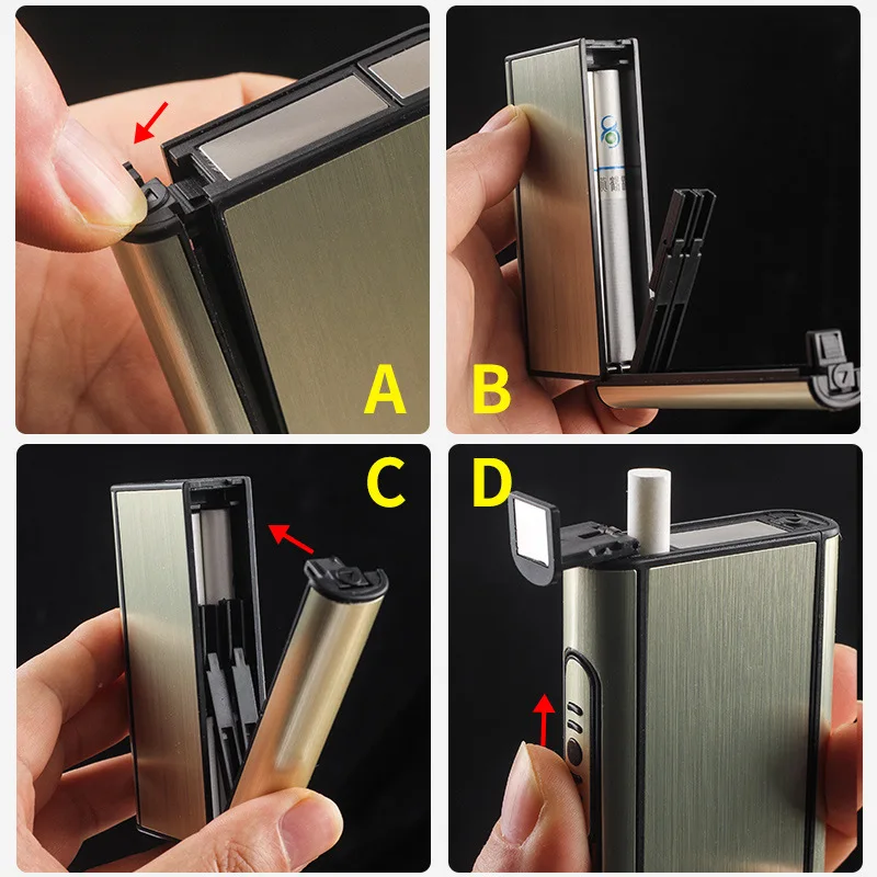 EVIL SMOKING 1 PCS Ejection Holder Portable Automatic Cigarette Case Windproof  Aluminium Alloy Metal Box Smoke Boxes