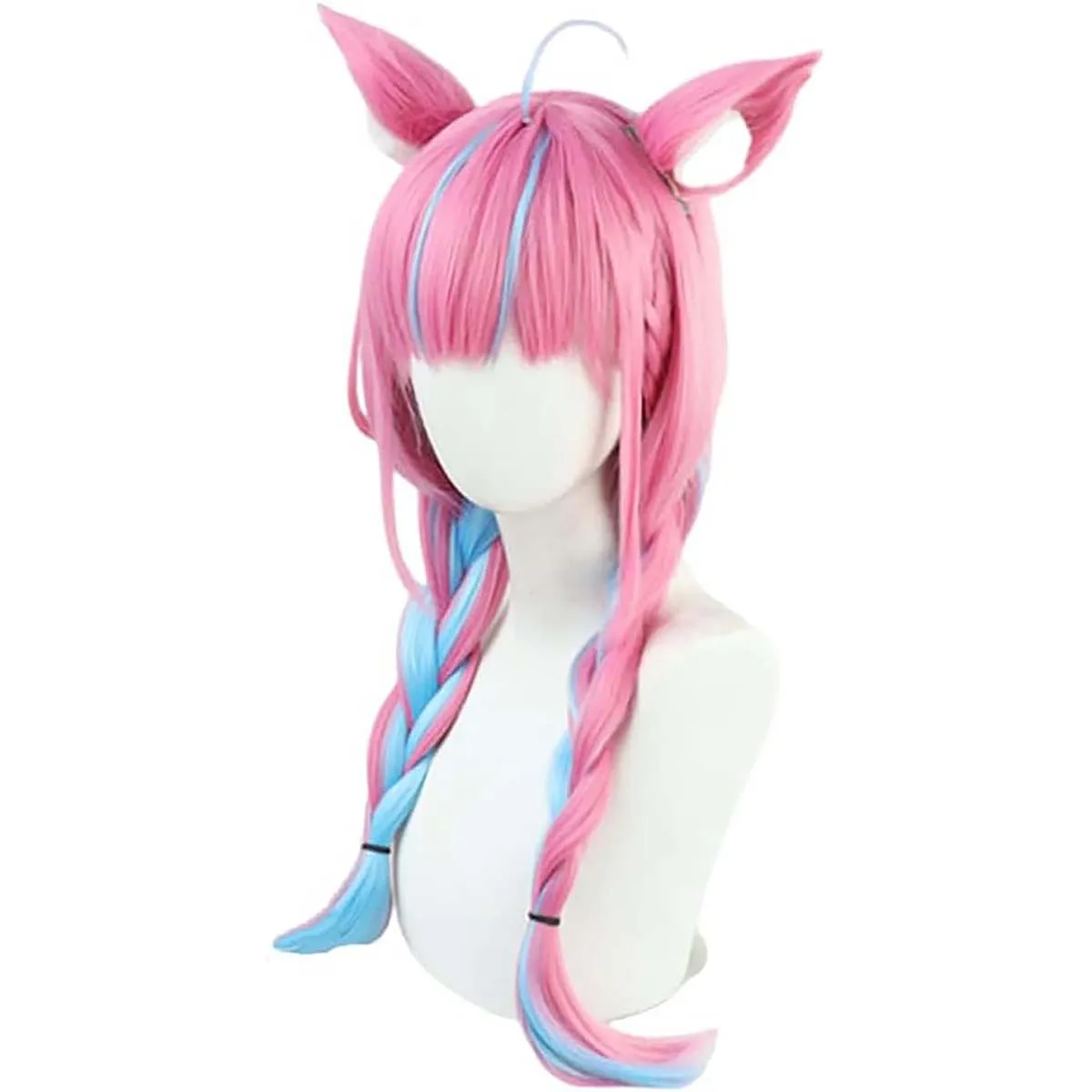 Women Virtual YouTuber VTuber Hololive Minato Akua Blue Pink Heat Resistant long ear Wig