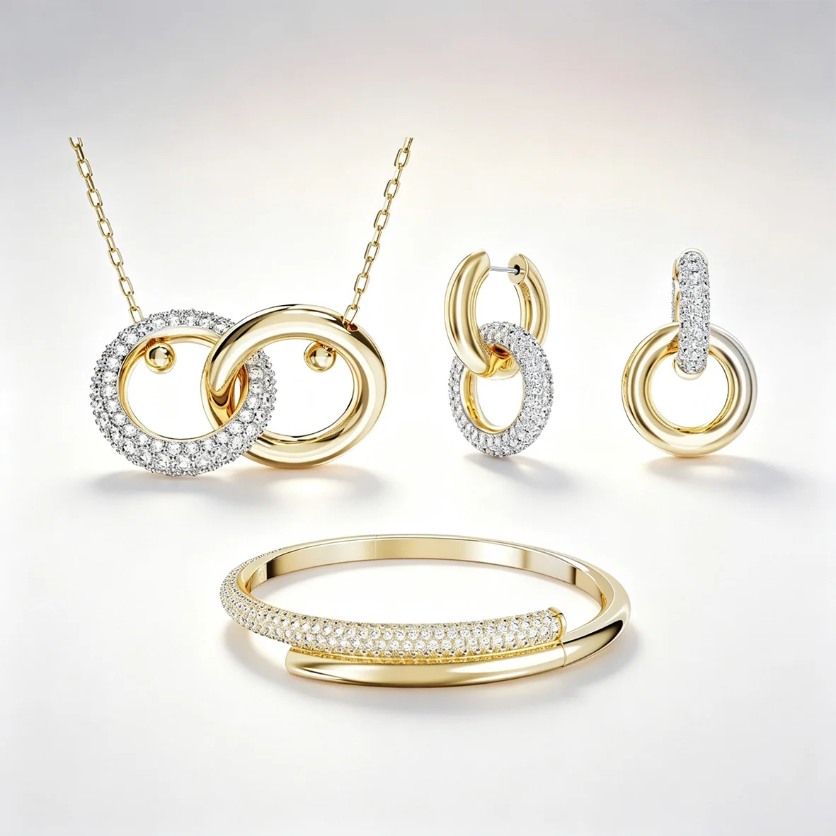Women's Minimalist Double Ring Zircon Jewelry Set